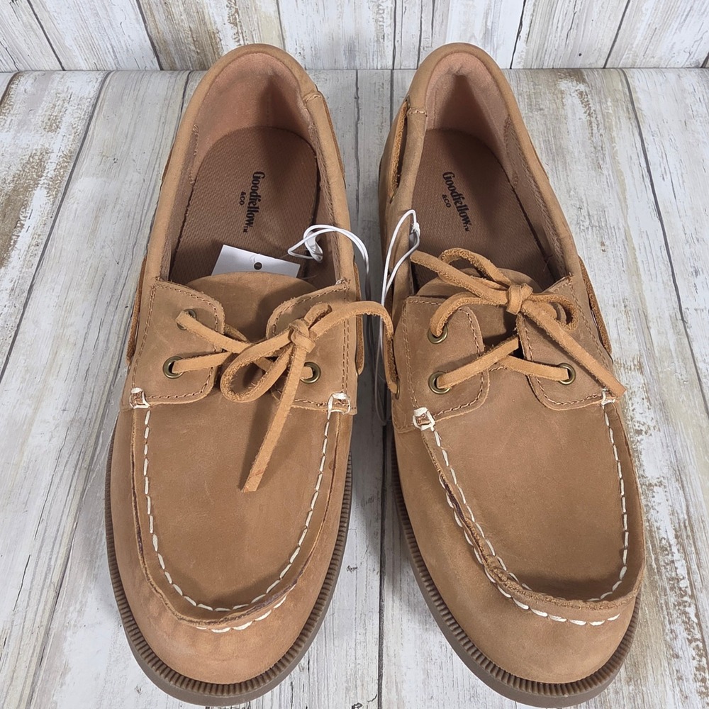 Goodfellow & Co Mens Tan Boat Shoes Size 9.5 Classic Nautical Loafers NWT